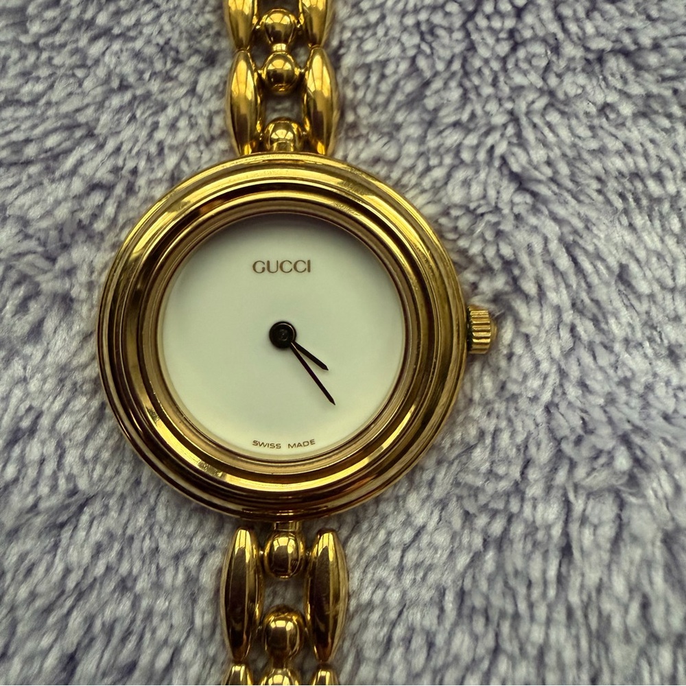 Gucci Vintage Gold Plated Change Bezel Watch FULL SET Mint Working - Picture 2 of 16